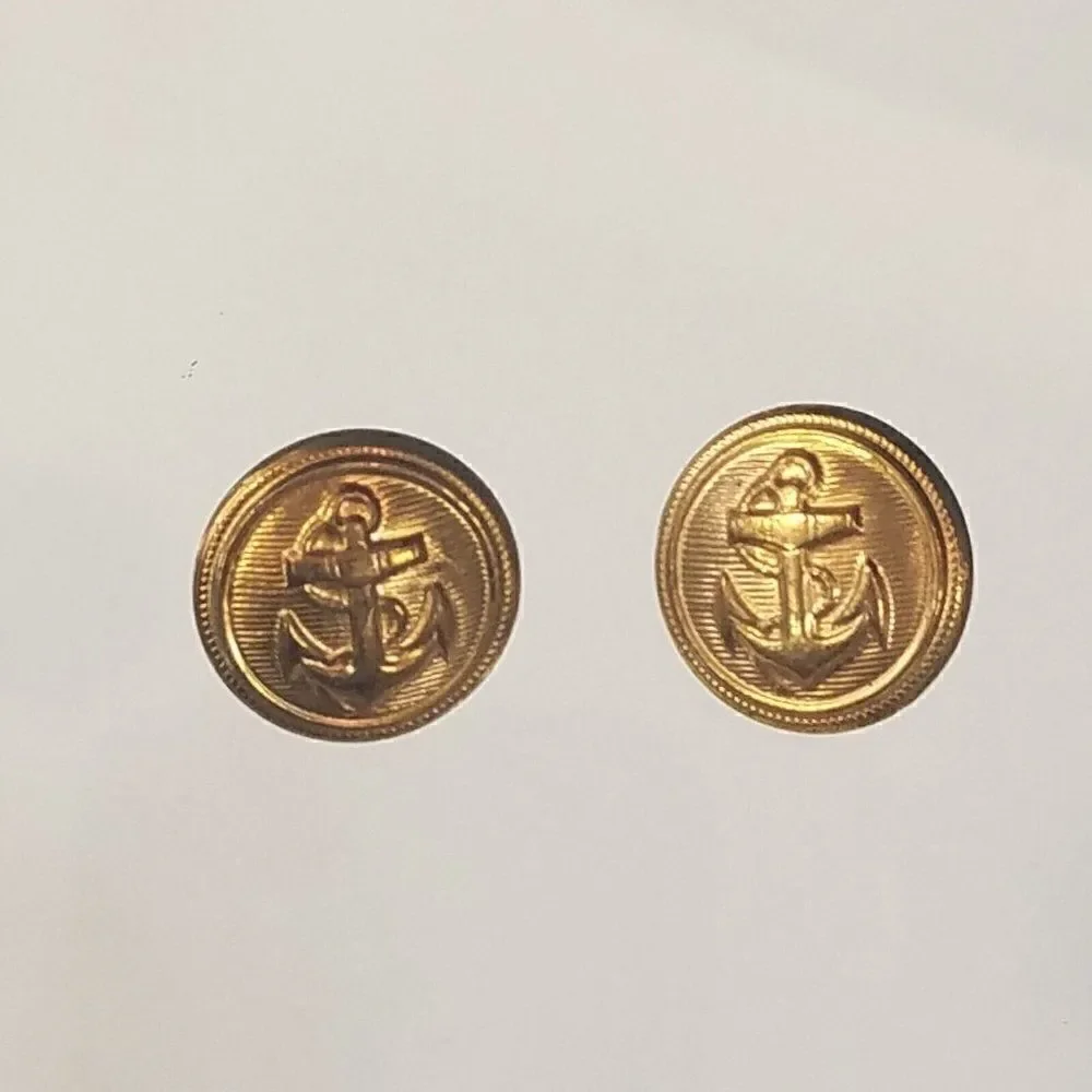 Vintage Anchor Buttons Gold Tone Lot Of 8